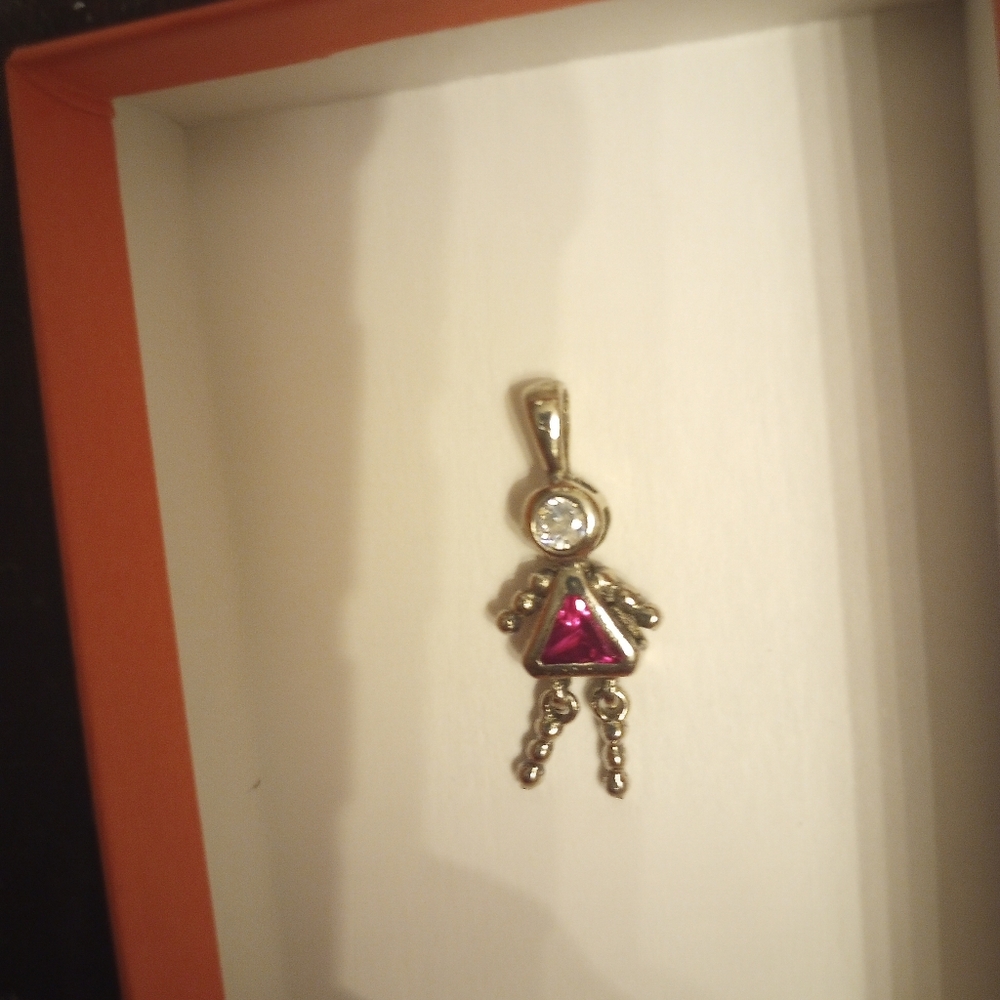 James Avery Silver and Red Gemstone Pendant Child